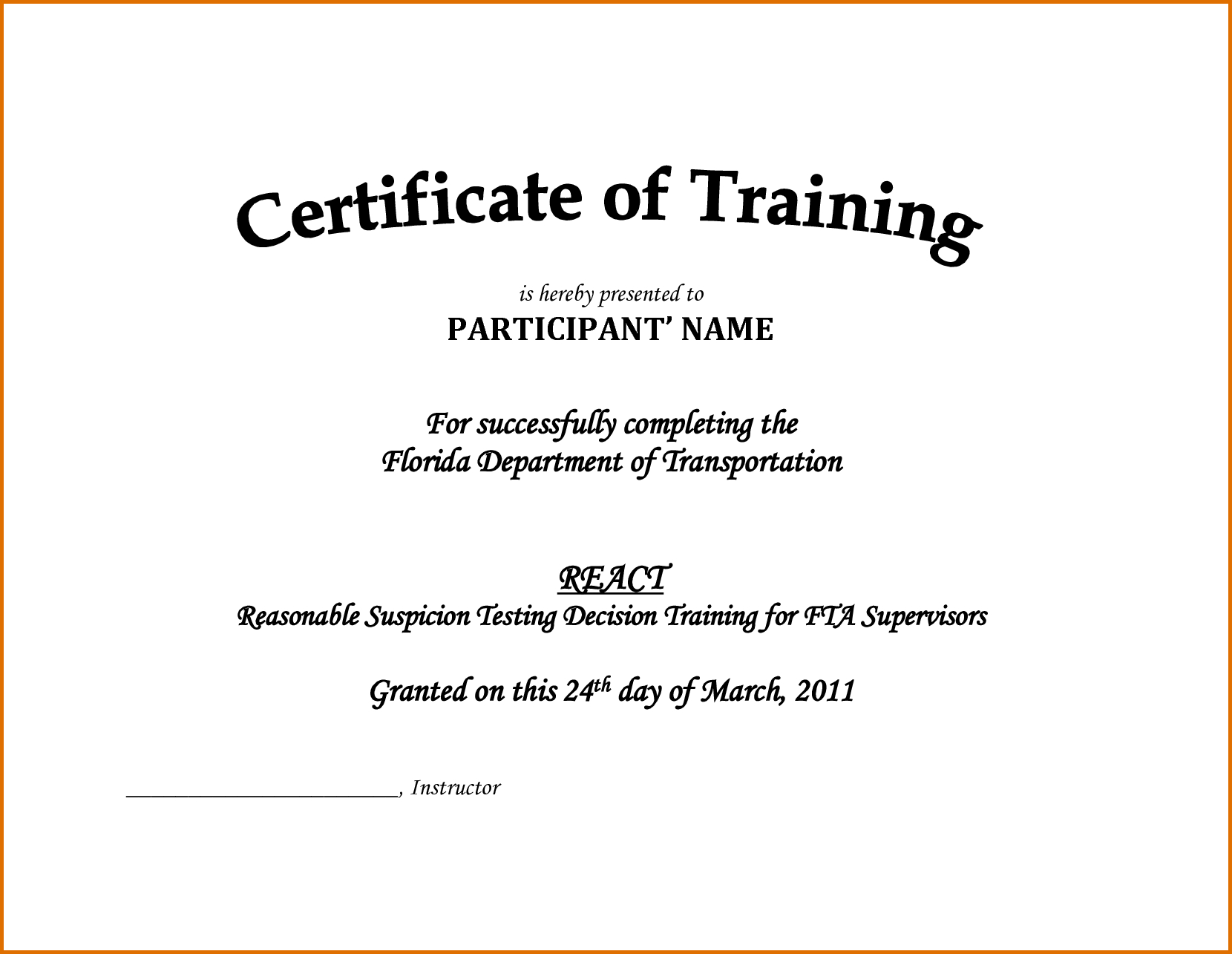 Downloadable Certificate Of Training Completion Template In Training Certificate Template Word Format