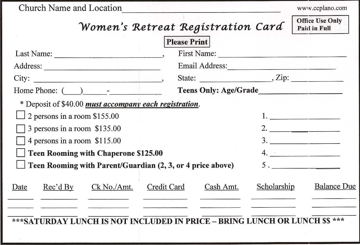 Downloadable Forms – Retreat In A Bag Inside Seminar Registration Form Template Word