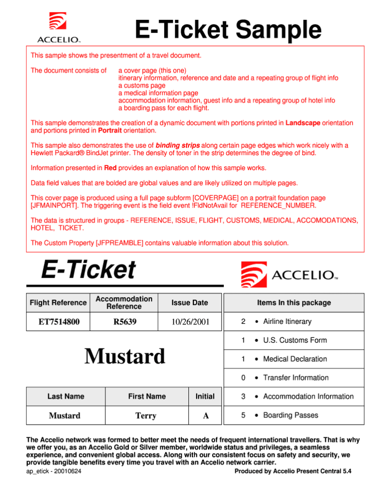 E Ticket Sample – Fill Out And Sign Printable Pdf Template | Signnow ...