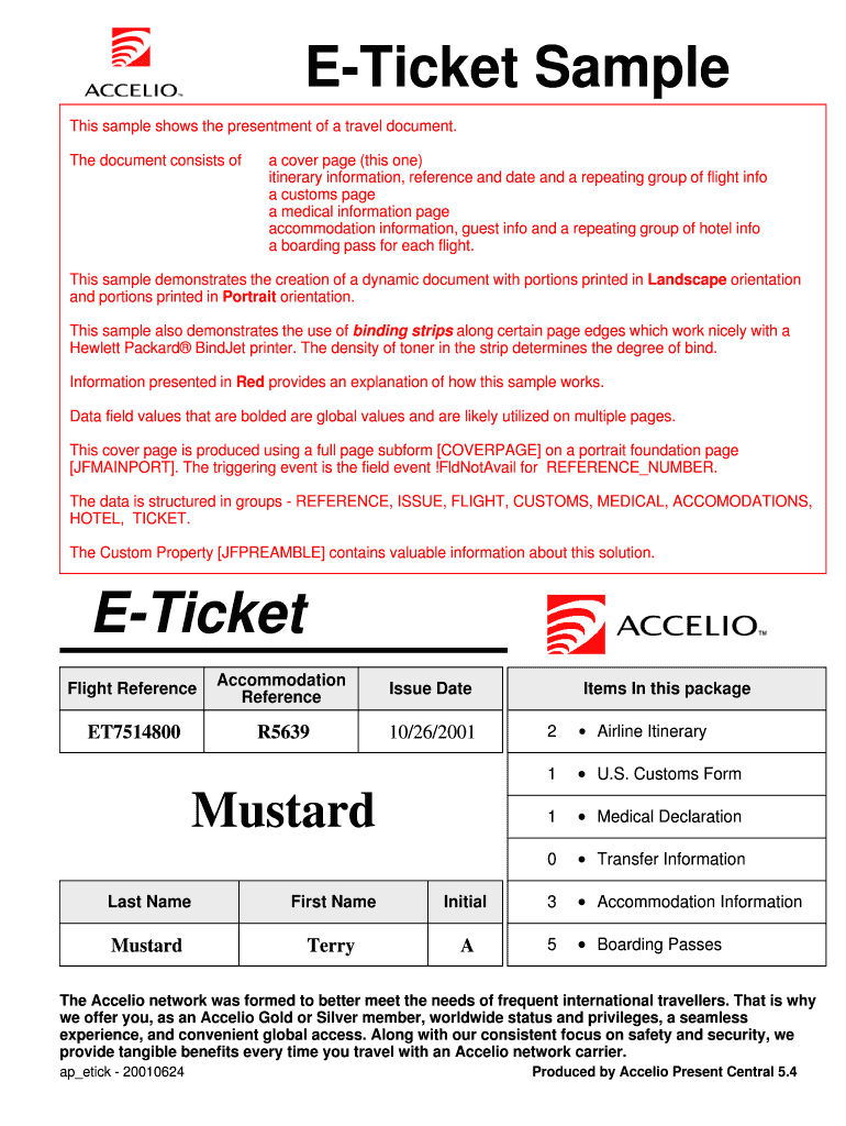 E Ticket Sample – Fill Out And Sign Printable Pdf Template | Signnow With Regard To Blank Parking Ticket Template