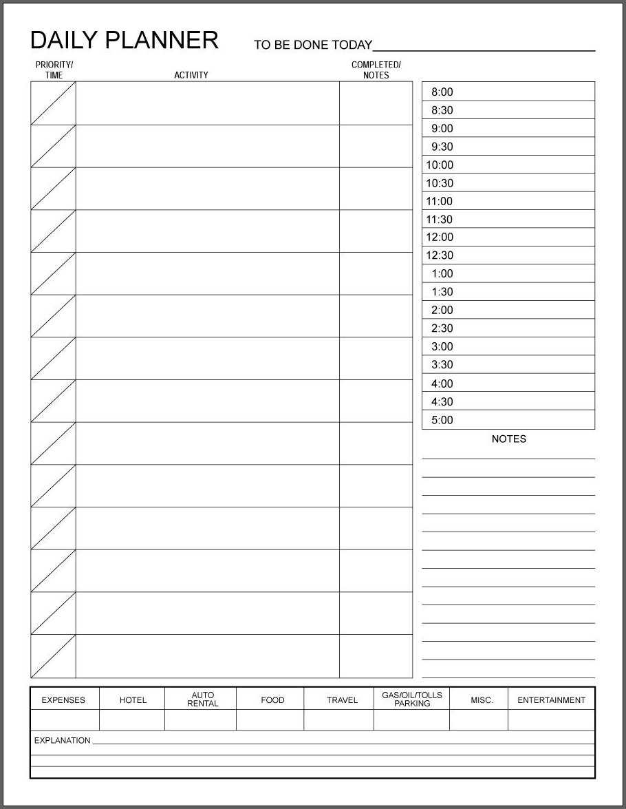 √ Free Printable Daily Planner Template | Templateral Inside Printable Blank Daily Schedule Template