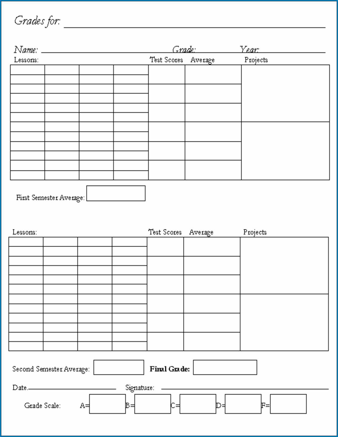 √ Free Printable Homeschool Report Card Template | Templateral With Regard To Blank Report Card Template