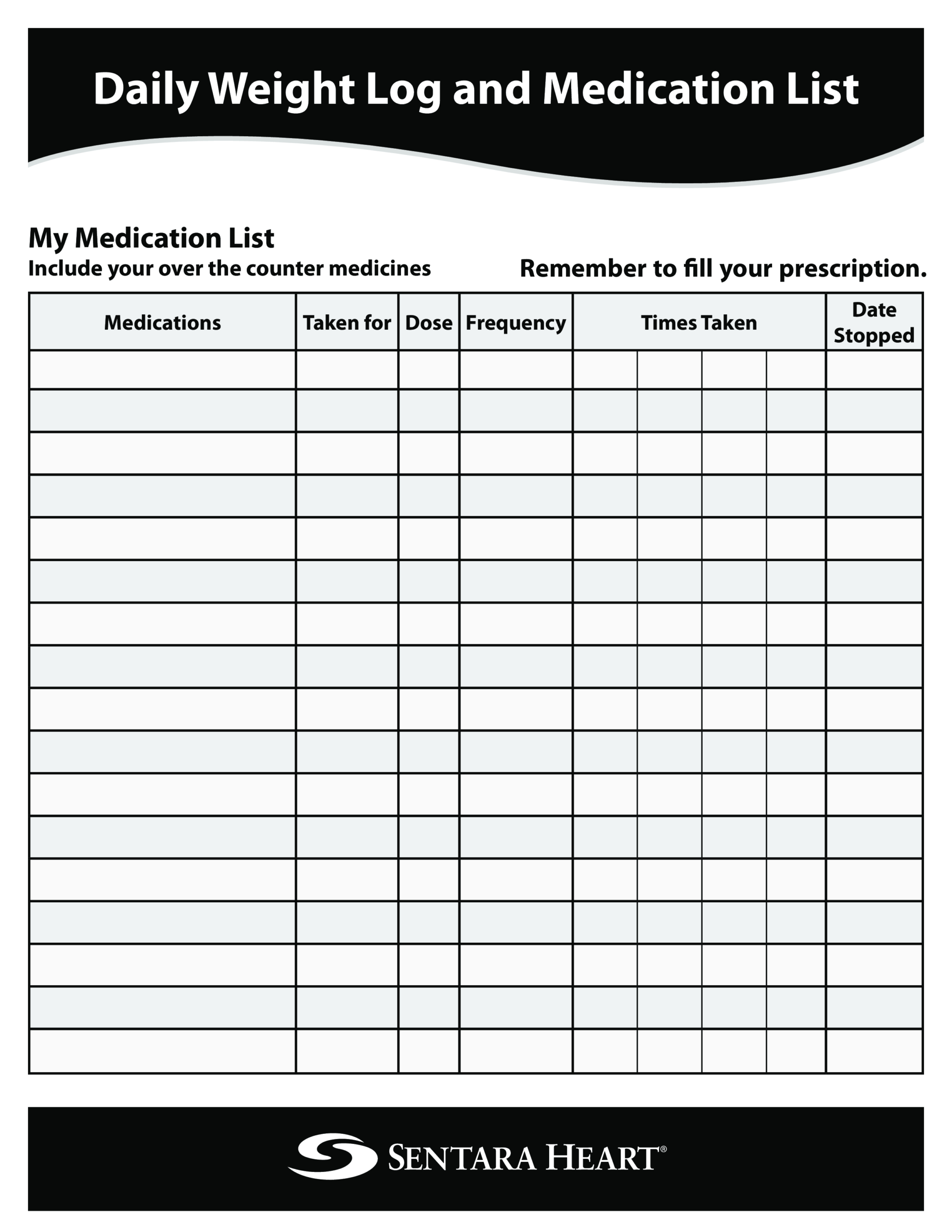 免费Daily Medication List Printable | 样本文件在 With Blank Medication List Templates