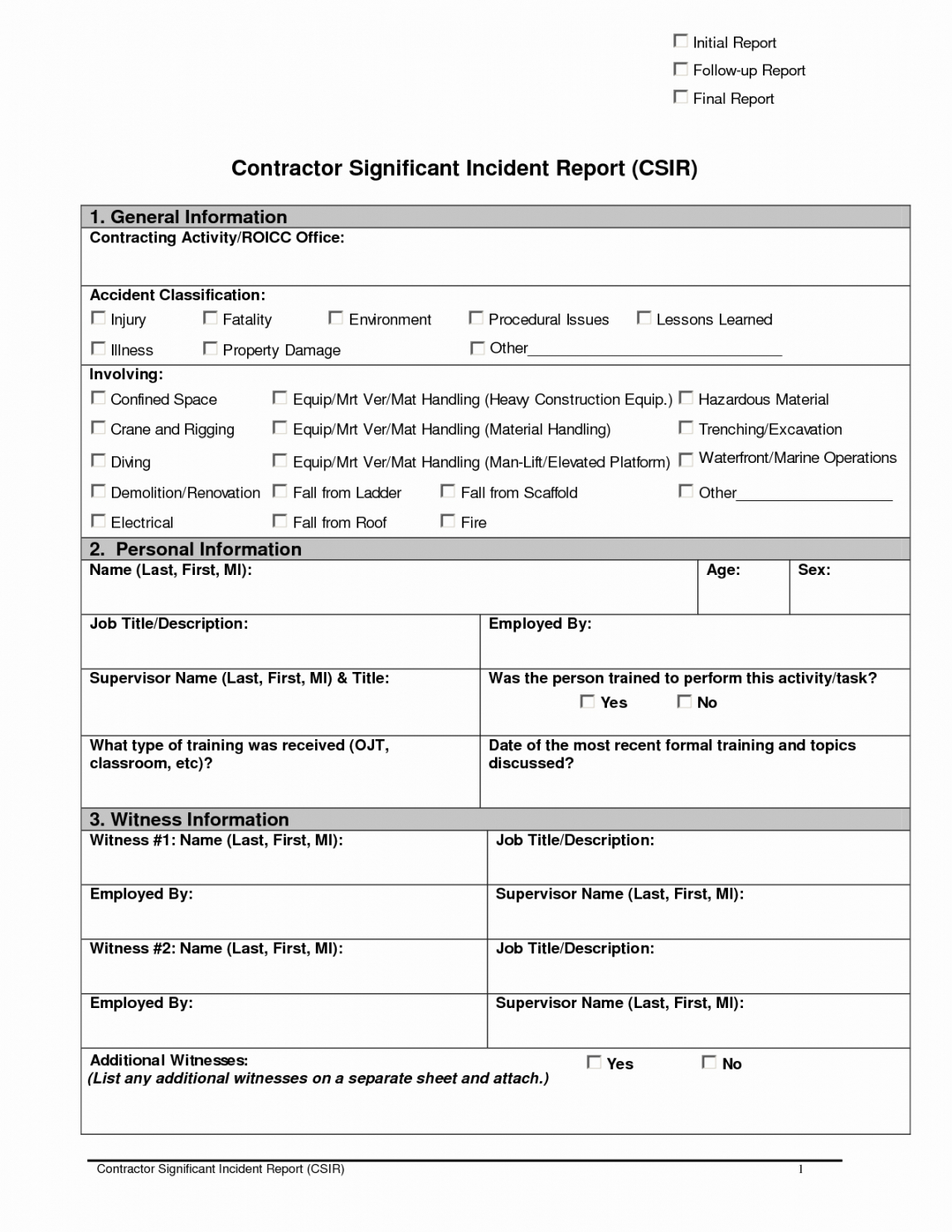 Editable Accident Estigation Form Template Uk Report Format For Incident Report Form Template Doc