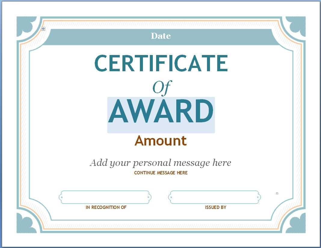 Editable Award Certificate Template In Word #1476 Throughout For Blank Award Certificate Templates Word