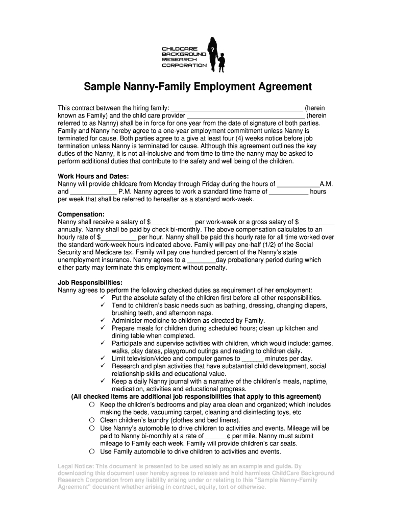 Editable Nanny Contract – Fill Out And Sign Printable Pdf Template | Signnow Inside Nanny Contract Template Word