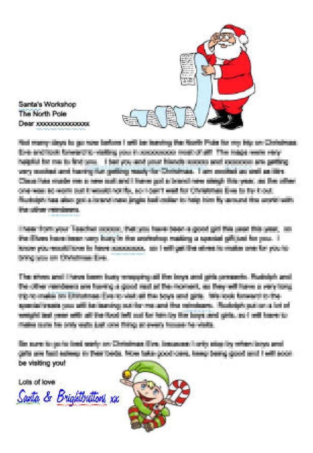 Editable Personalised Letter From Santa And Elf Studio And Word Doc Format  – Commercial Use In Santa Letter Template Word