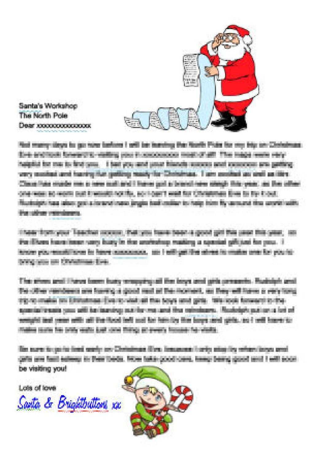 Editable Personalised Letter From Santa And Elf Studio And Word Doc Format  – Commercial Use Regarding Letter From Santa Template Word