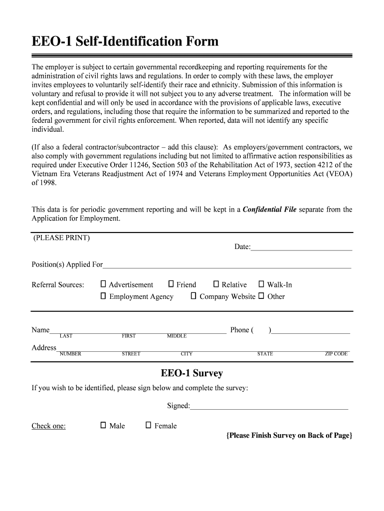 Eeo 1 Form Pdf – Fill Online, Printable, Fillable, Blank With Eeo 1 Report Template