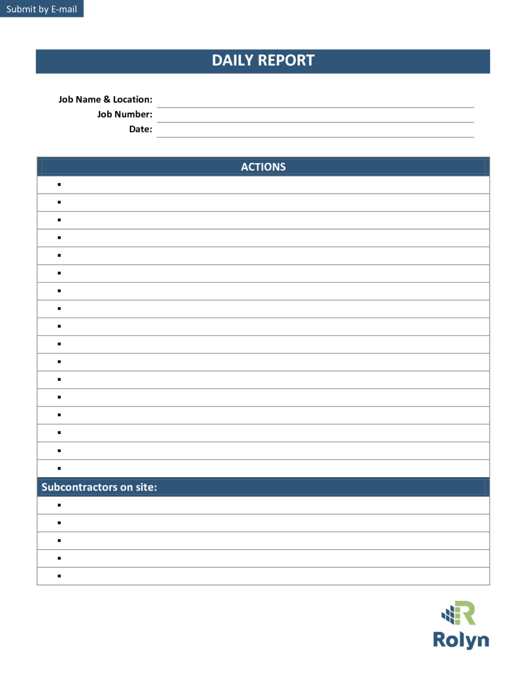 Effective Daily Report Template With Lists Of Action Field Intended For Field Report Template
