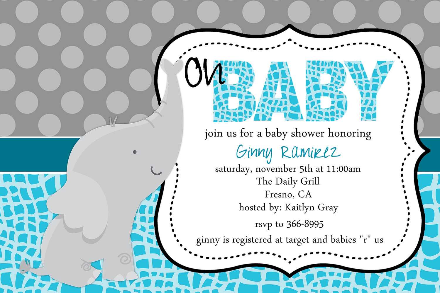 Elephant Baby Shower Invitation Templates In Free Baby Shower Invitation Templates Microsoft Word
