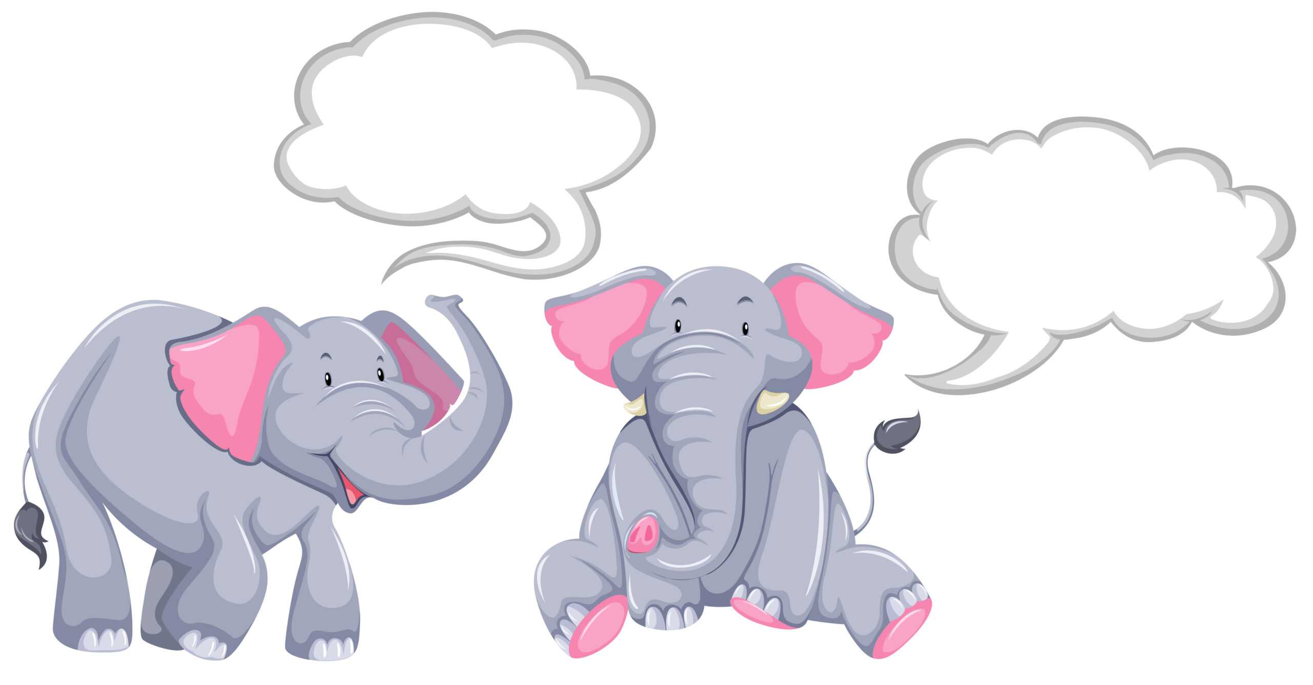 Elephants With Blank Speech Bubbles – Download Free Vectors Intended For Blank Elephant Template