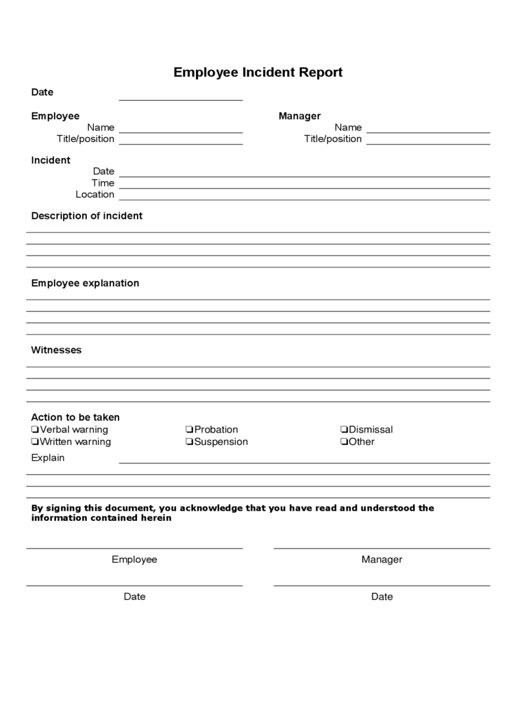 Employee Incident Report – 4 Free Templates In Pdf, Word In Injury Report Form Template