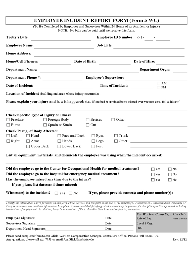 Employee Incident Report – 4 Free Templates In Pdf, Word In Medical Report Template Free Downloads