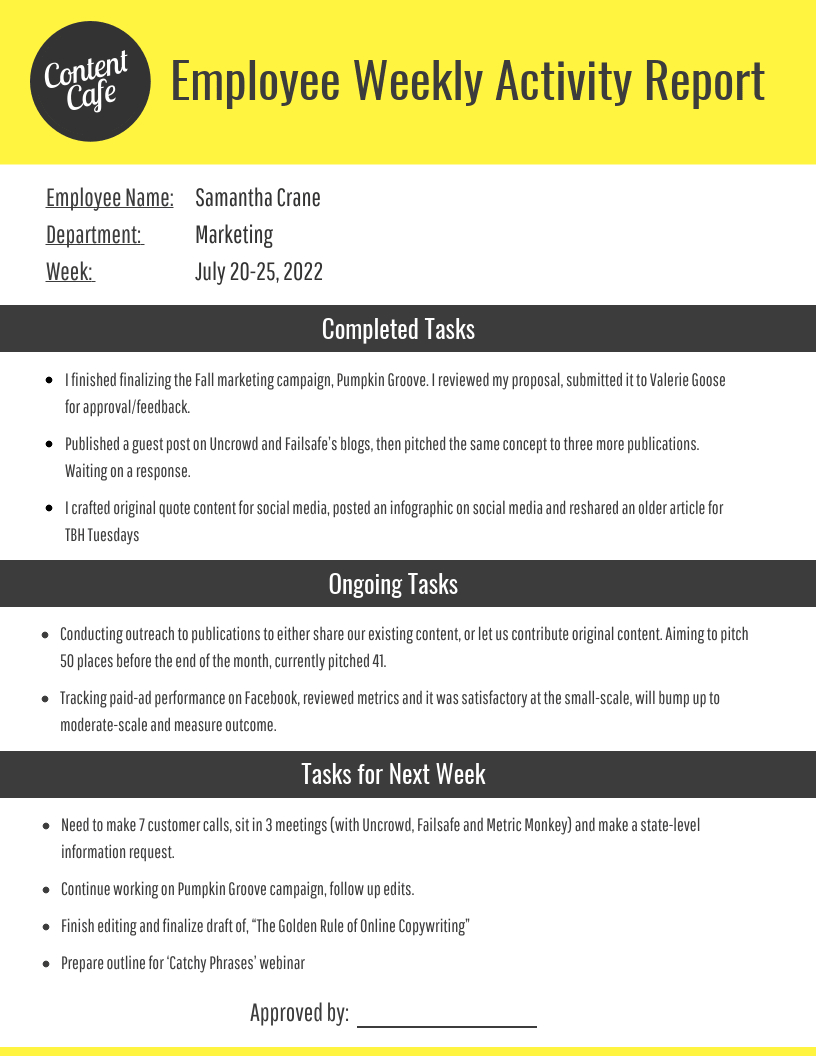 Employee Weekly Report Inside State Report Template