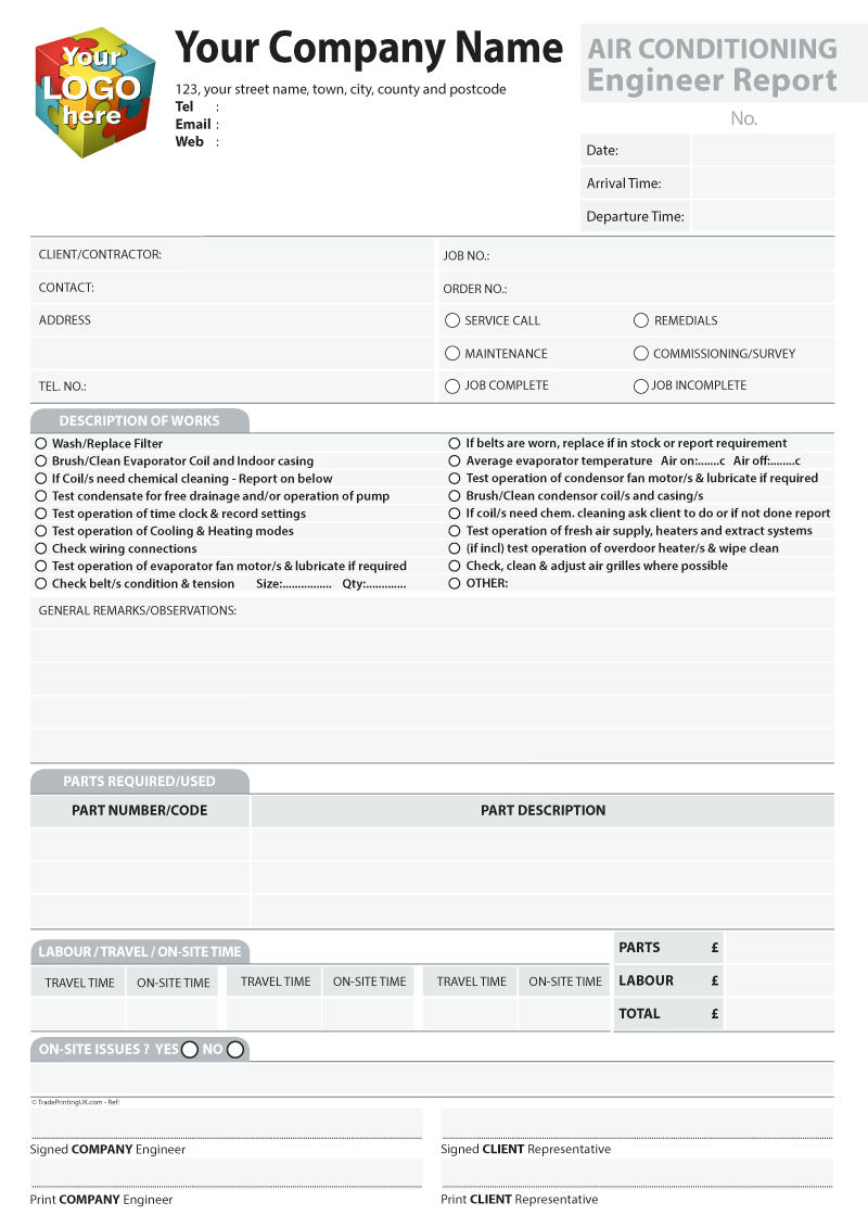 Engineer Report Templates For Carbonless Ncr Print From £40 With Drainage Report Template