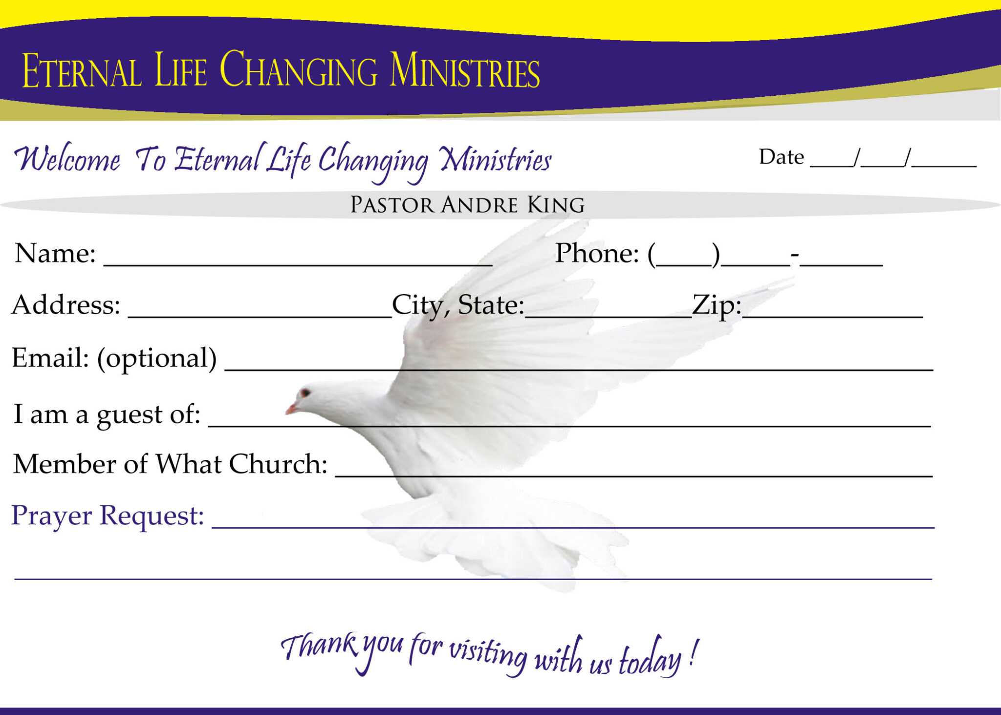 Printable Church Visitor Card Template Printable World Holiday