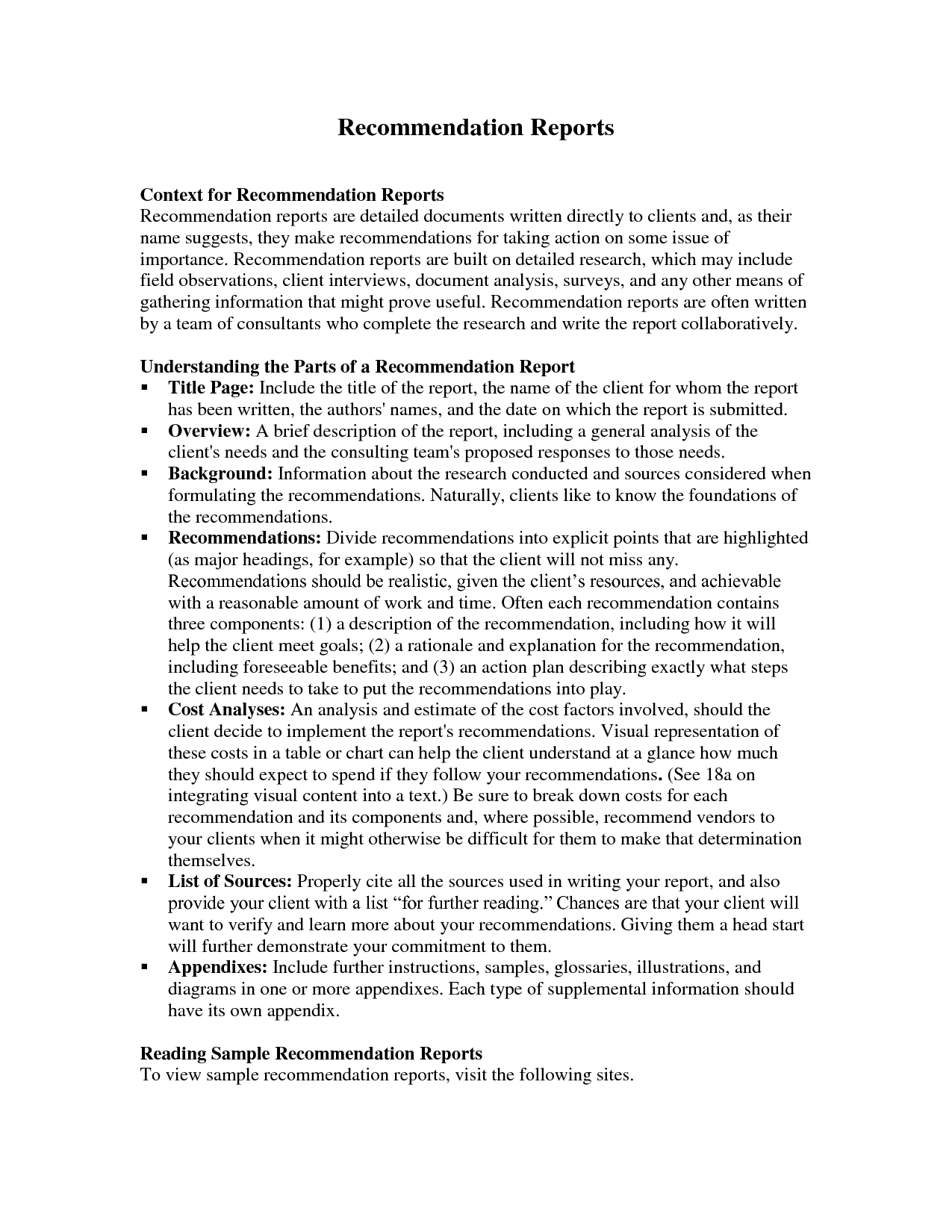 Example Essay Of Survey Report Essays Recommendation Sample With Regard To Recommendation Report Template