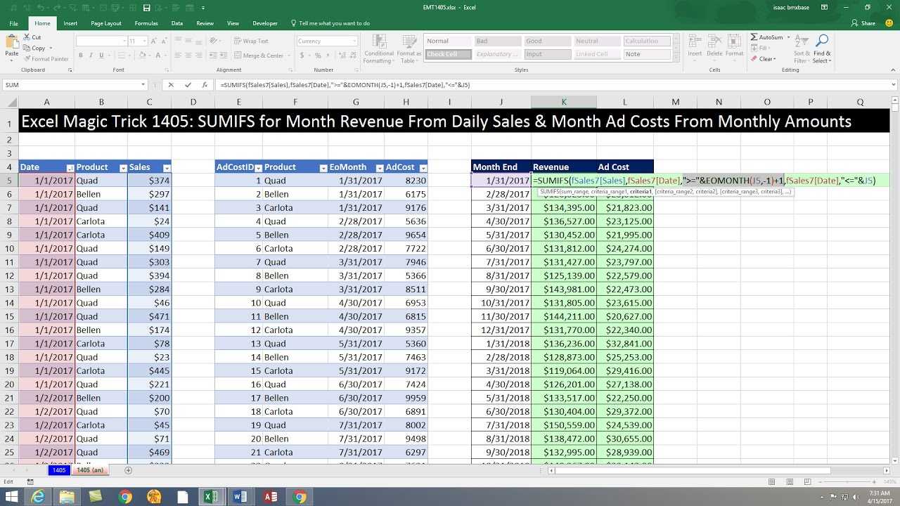 Excel Magic Trick Y Totals Report Sales From Daily Records Within Excel Sales Report Template Free Download