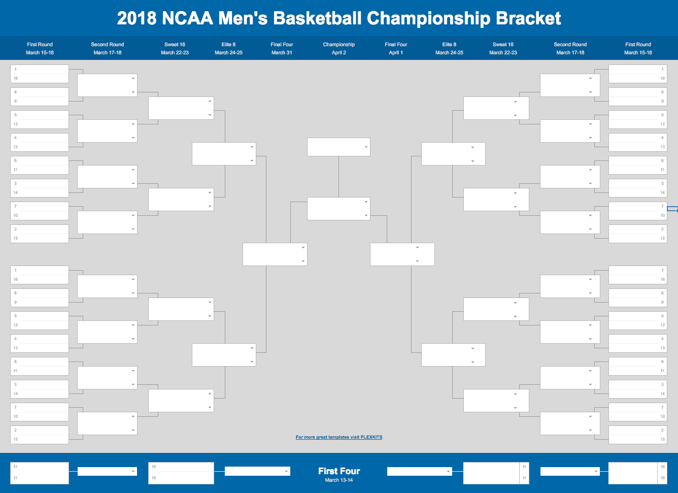Excel Ncaa Bracket – Dalep.midnightpig.co Within Blank March Madness Bracket Template