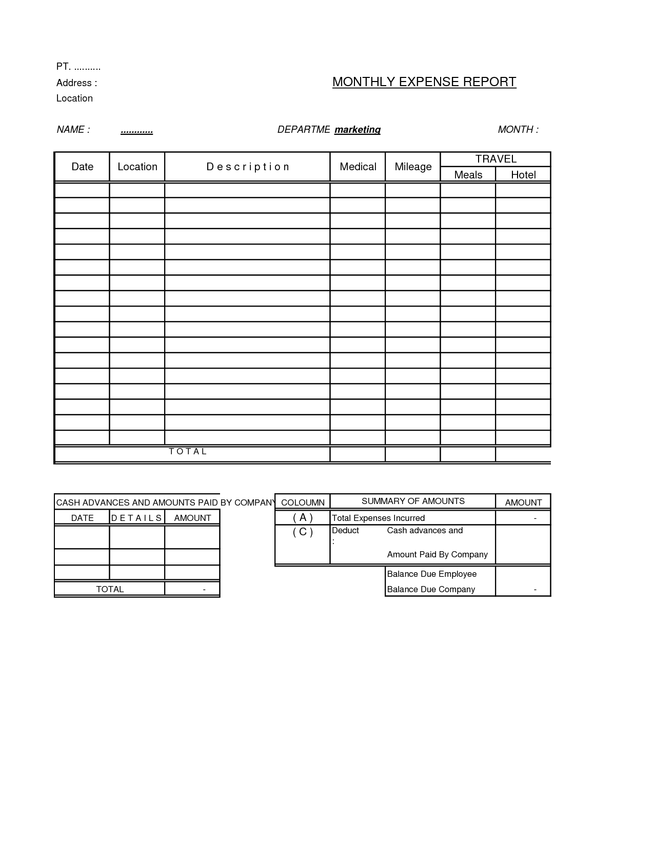 Expense Report Form And Samples For Your Inspirations With Regard To Microsoft Word Expense Report Template