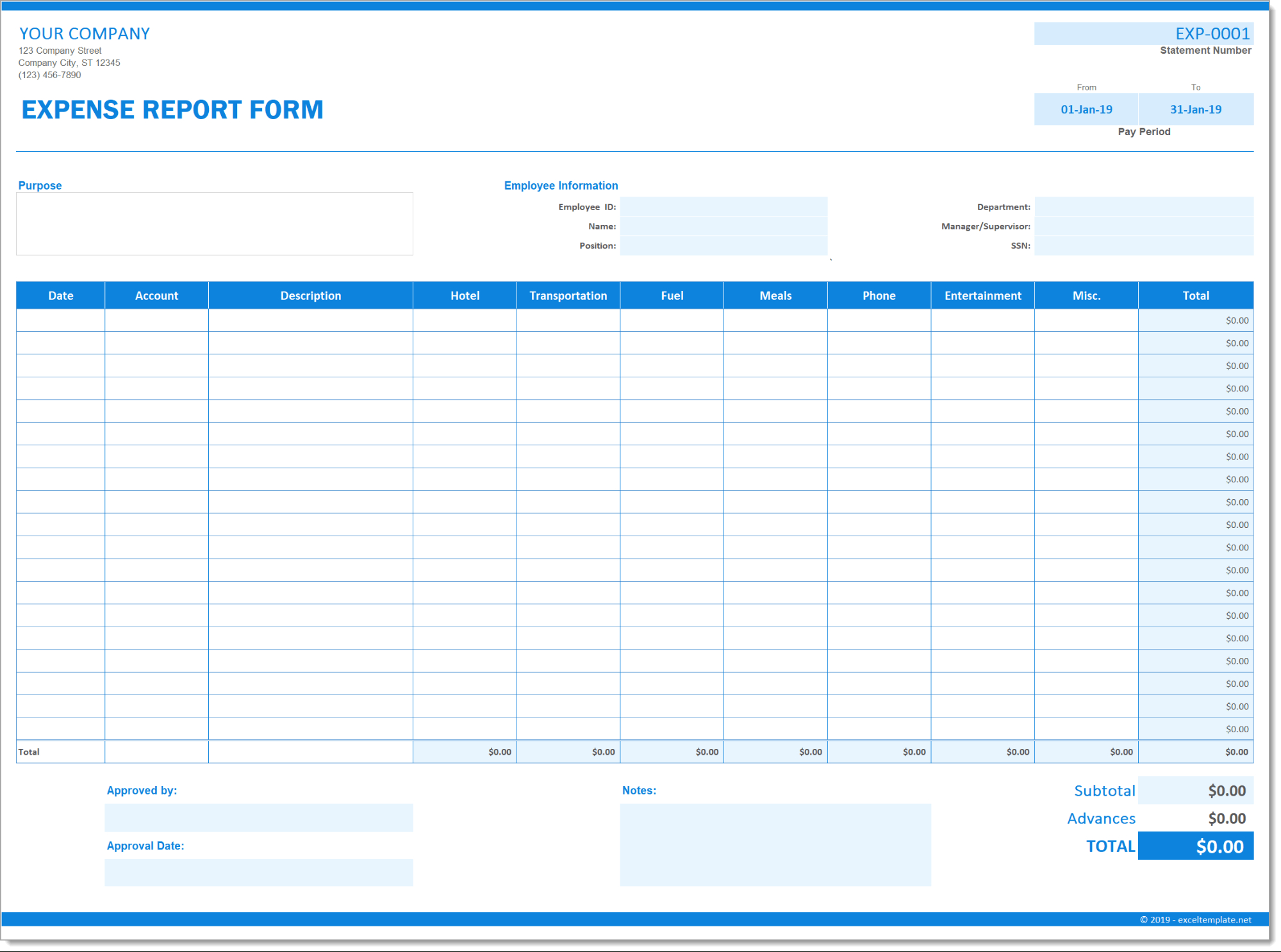 Expense Report Form With Gas Mileage Expense Report Template