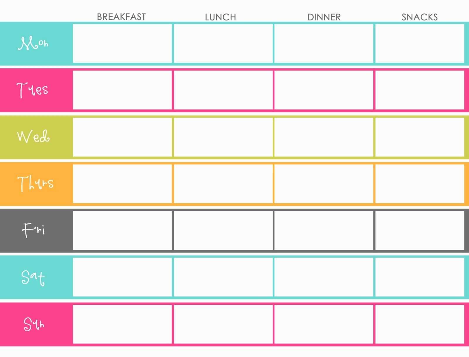 Family Budget Weekly Schedule Template Word Ideas Editable With Regard To Meal Plan Template Word