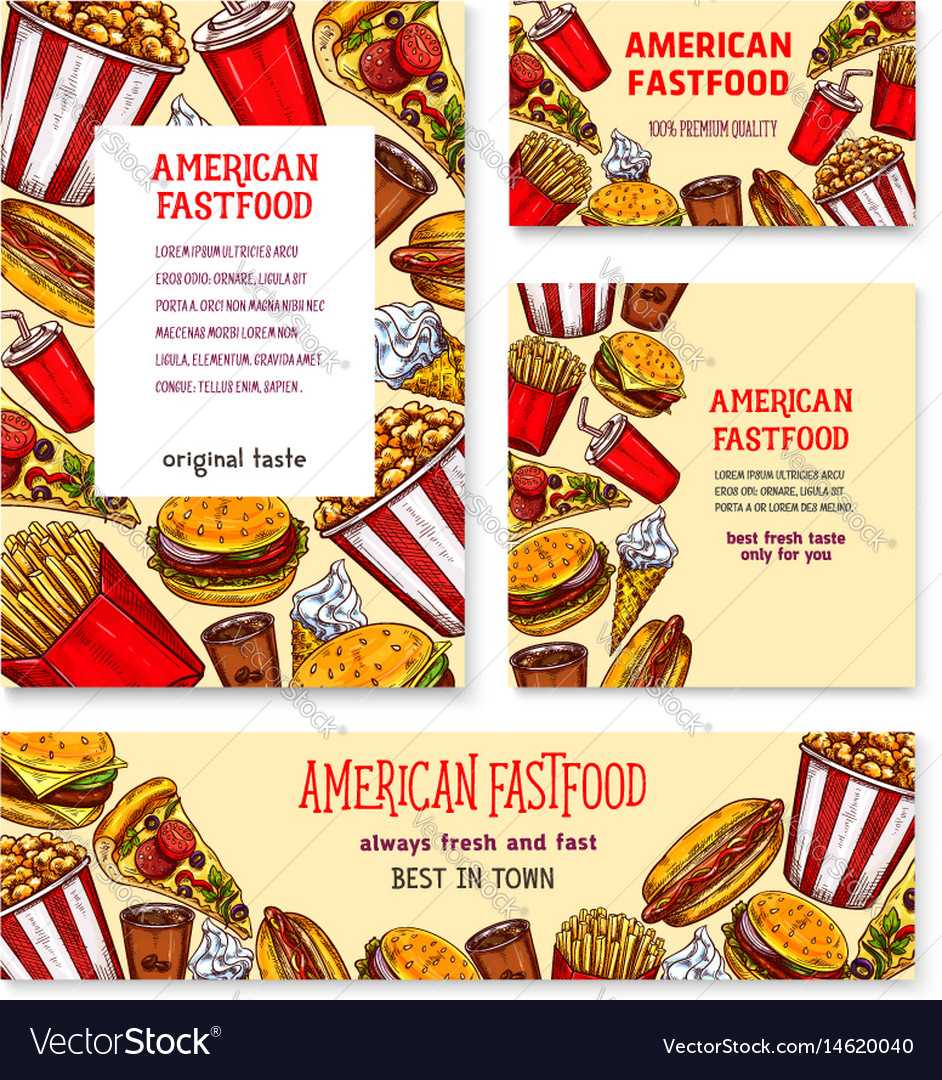 Fast Food American Restaurant Banner Template Set Pertaining To Food Banner Template