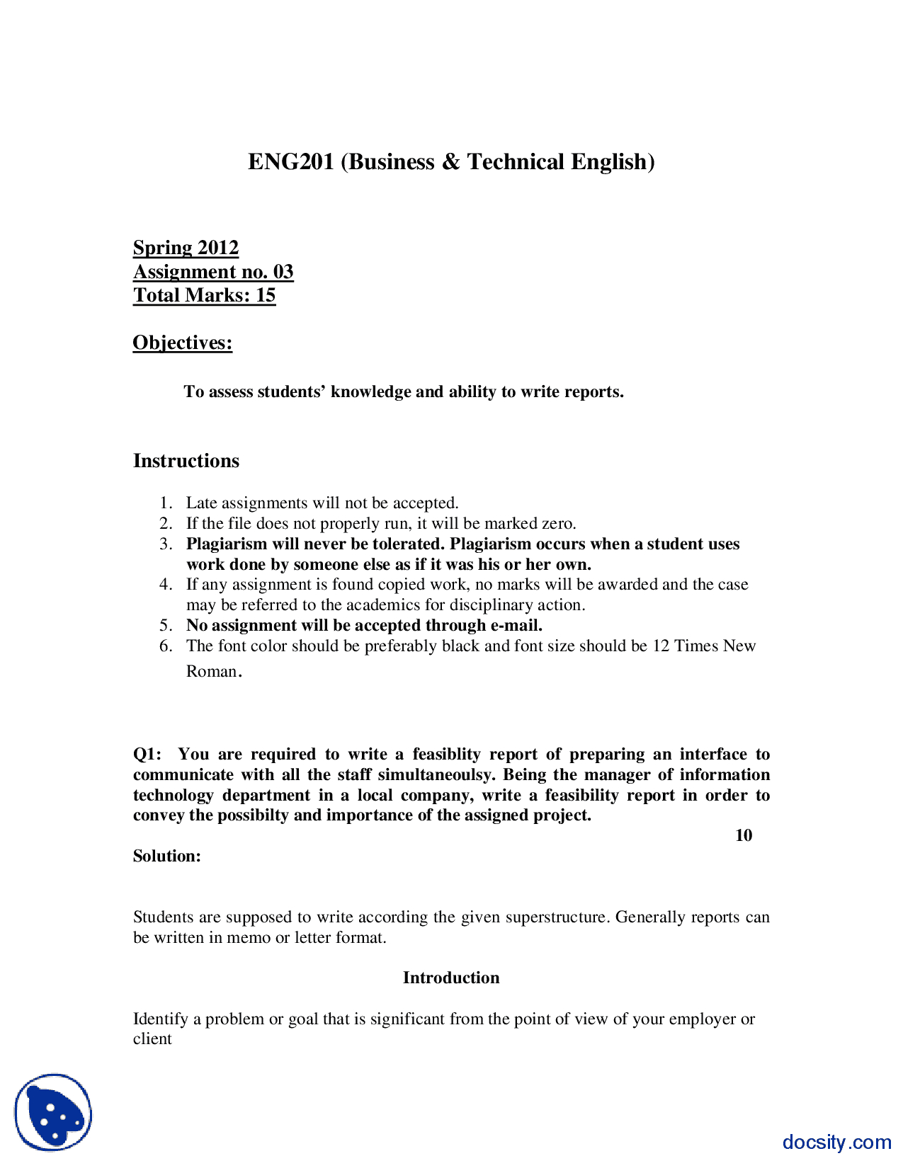 Feasibility Report Business Communication And English With Technical Feasibility Report Template