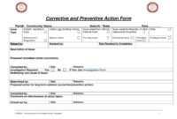 Ff964 Corrective And Preventive Action Example 3A Usable for Fracas Report Template
