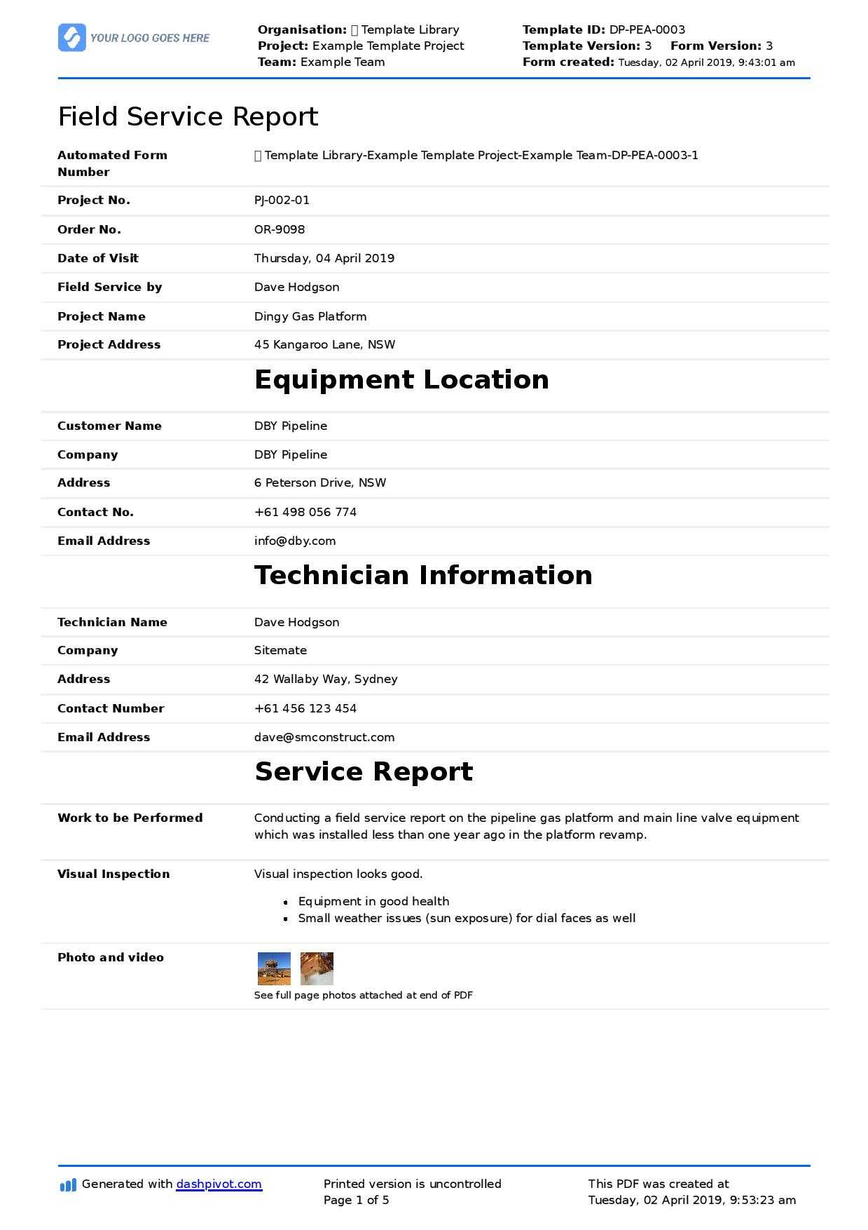 Field Service Report Template (Better Format Than Word For Simple Report Template Word