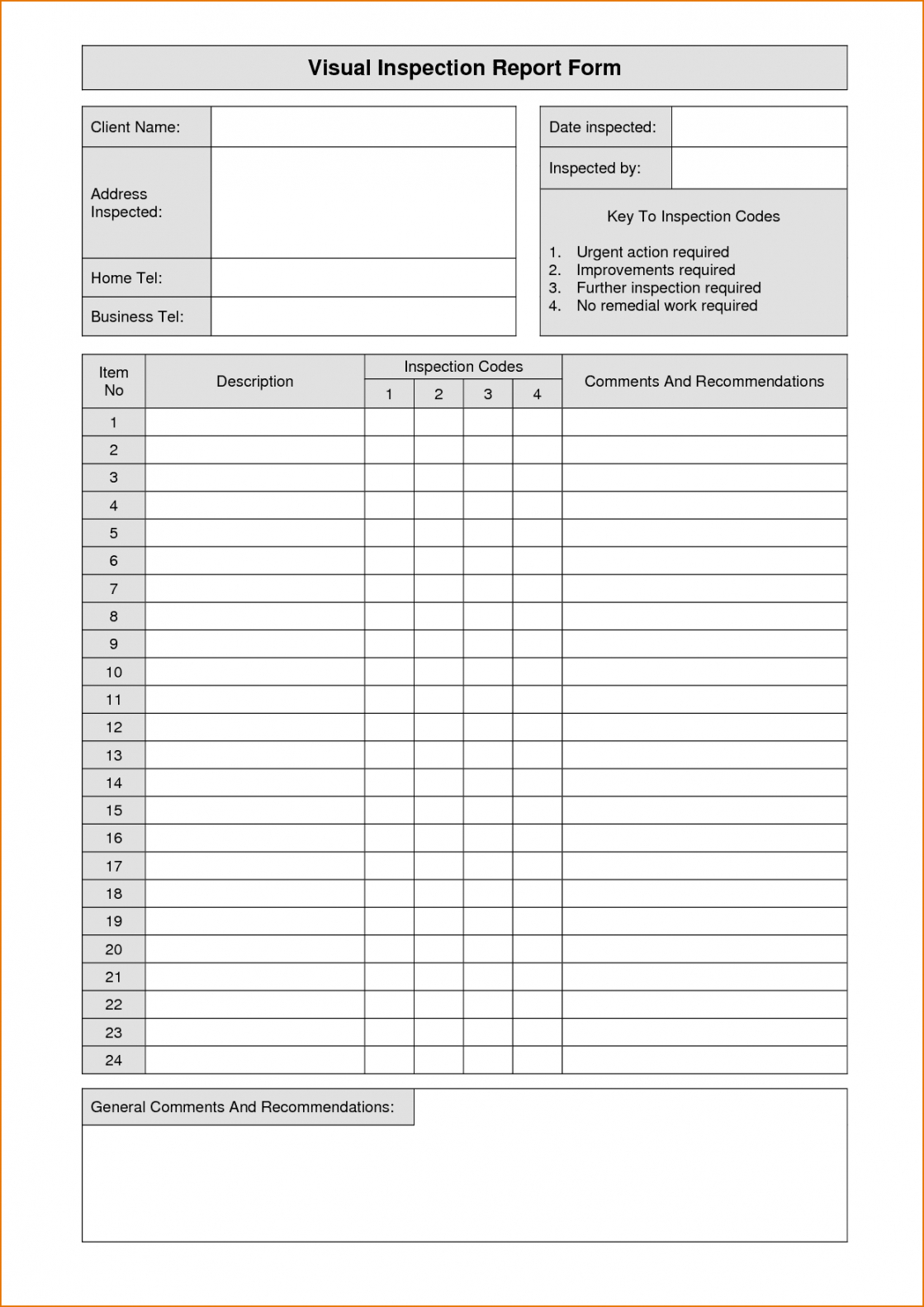 Fillable Home Inspection Report And Free Inspection Form Intended For Home Inspection Report Template