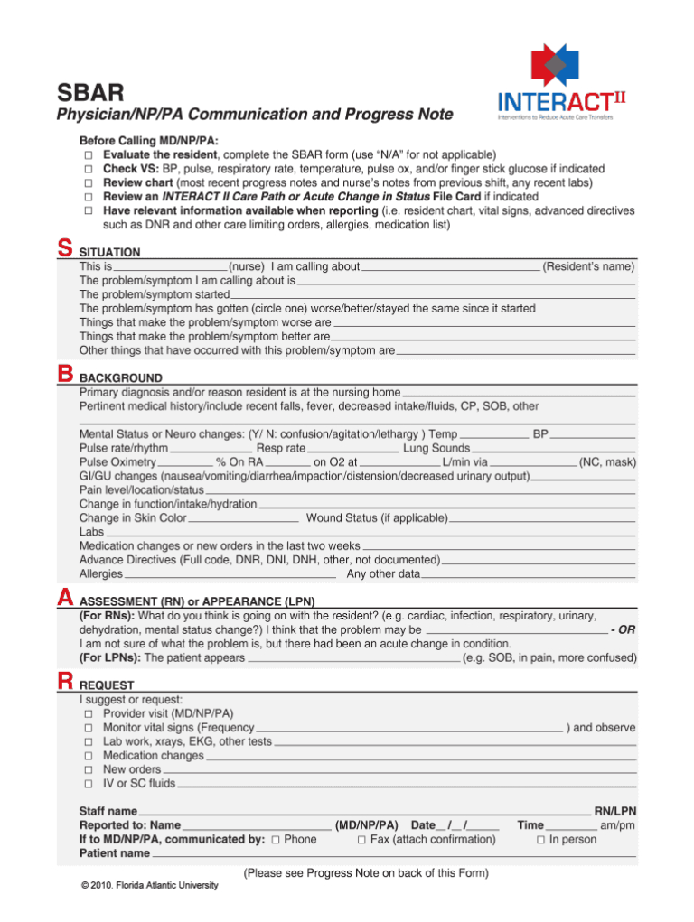 Fillable Sbar Template For Nurses – Fill Online, Printable pertaining ...