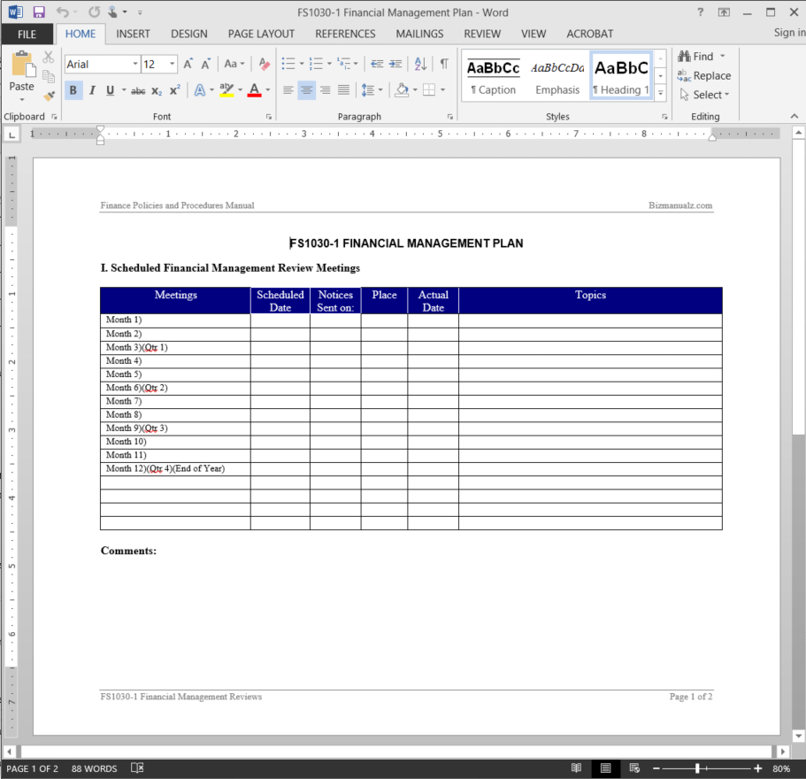 Financial Management Plan Template | Fs1030-1 intended for Hr Management Report Template Financial Management Plan Template | Fs1030 1 Intended For Hr Management Report Template