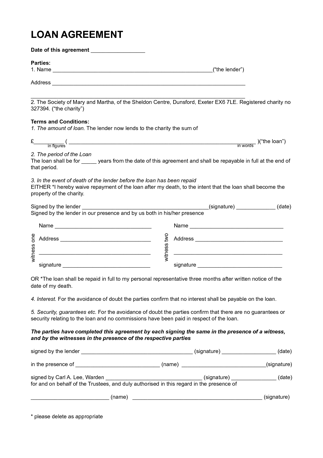 Finest Personal Loan Agreement Template Format Between With Blank Loan Agreement Template