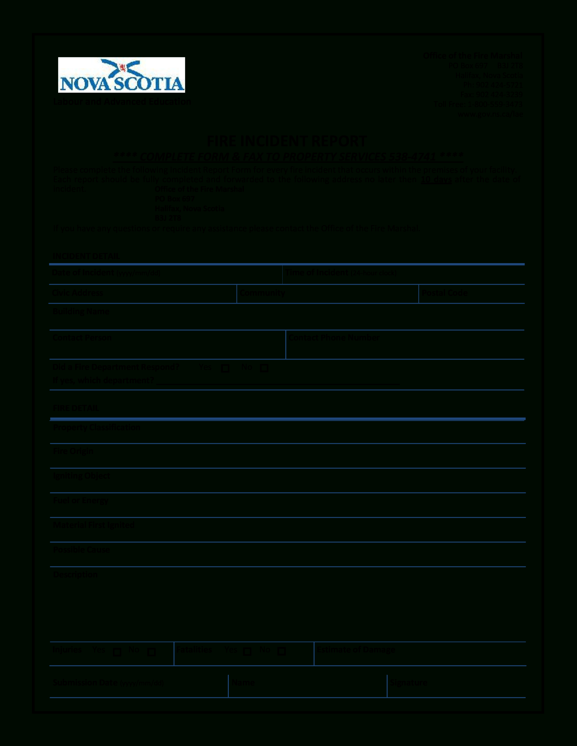 Fire Incident Report Form Template – Calep.midnightpig.co Throughout Incident Report Form Template Doc