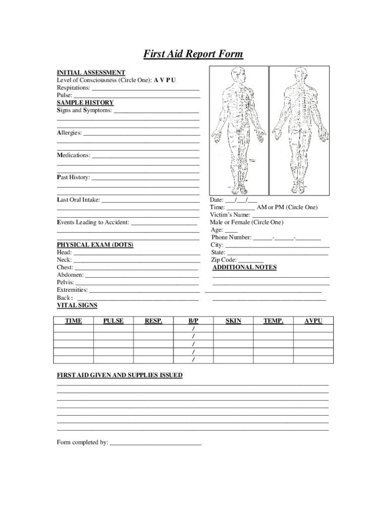 First Aid Report Form – 2 Free Templates In Pdf, Word, Excel In Patient Report Form Template Download