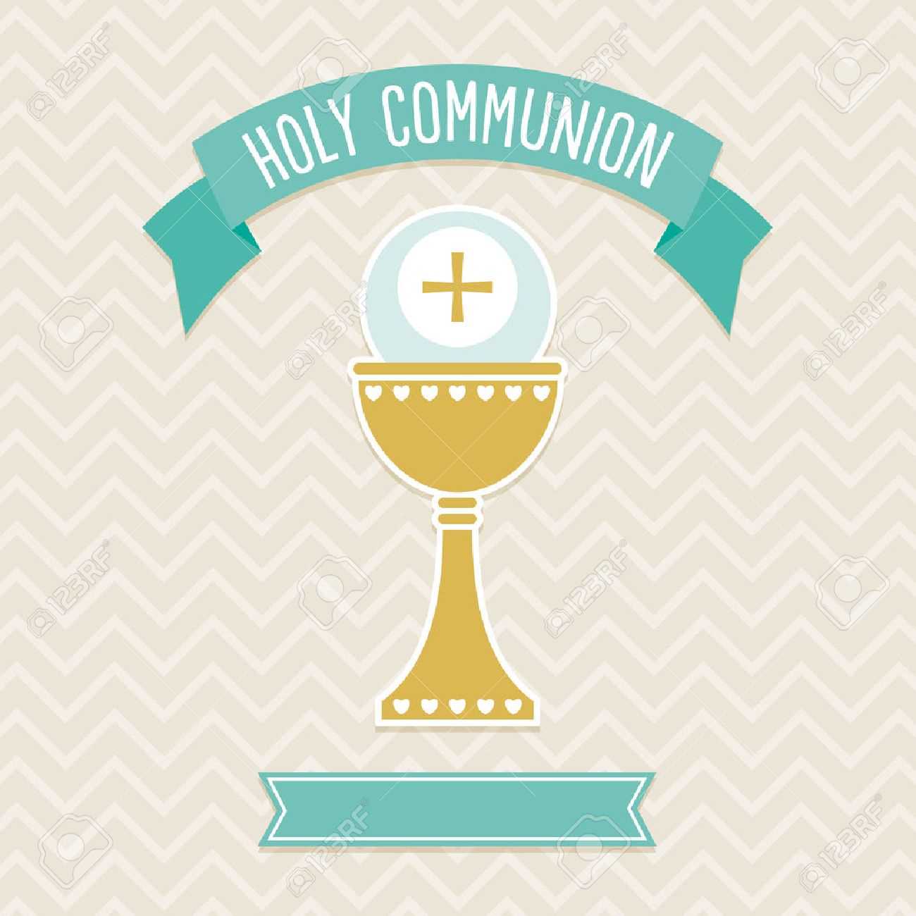 First Holy Communion Card Template In Cream And Aqua With Copy.. Inside First Communion Banner Templates
