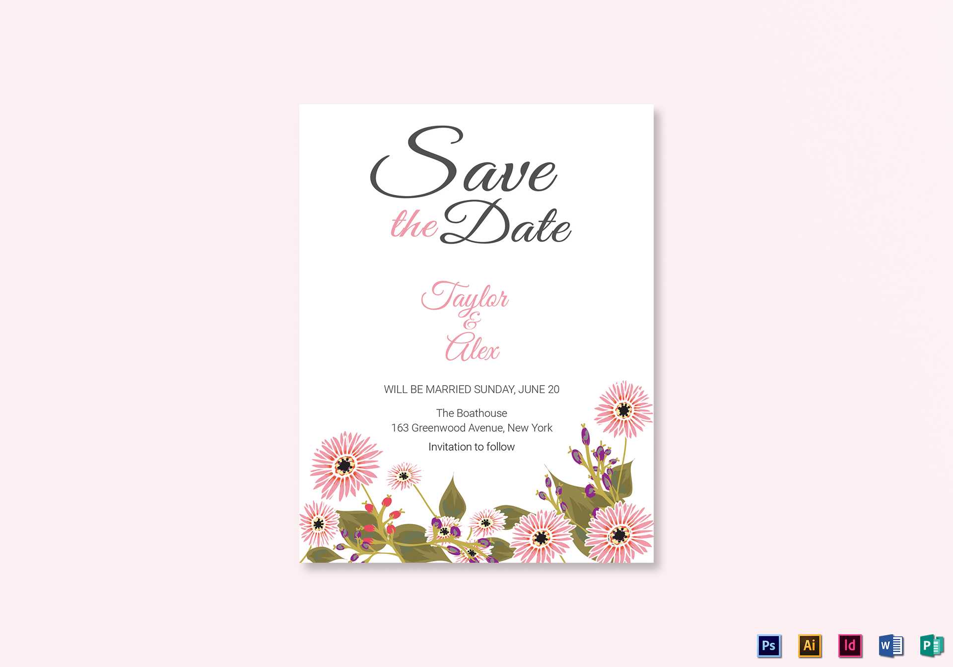 Floral Save The Date Card Template Pertaining To Save The Date Template Word
