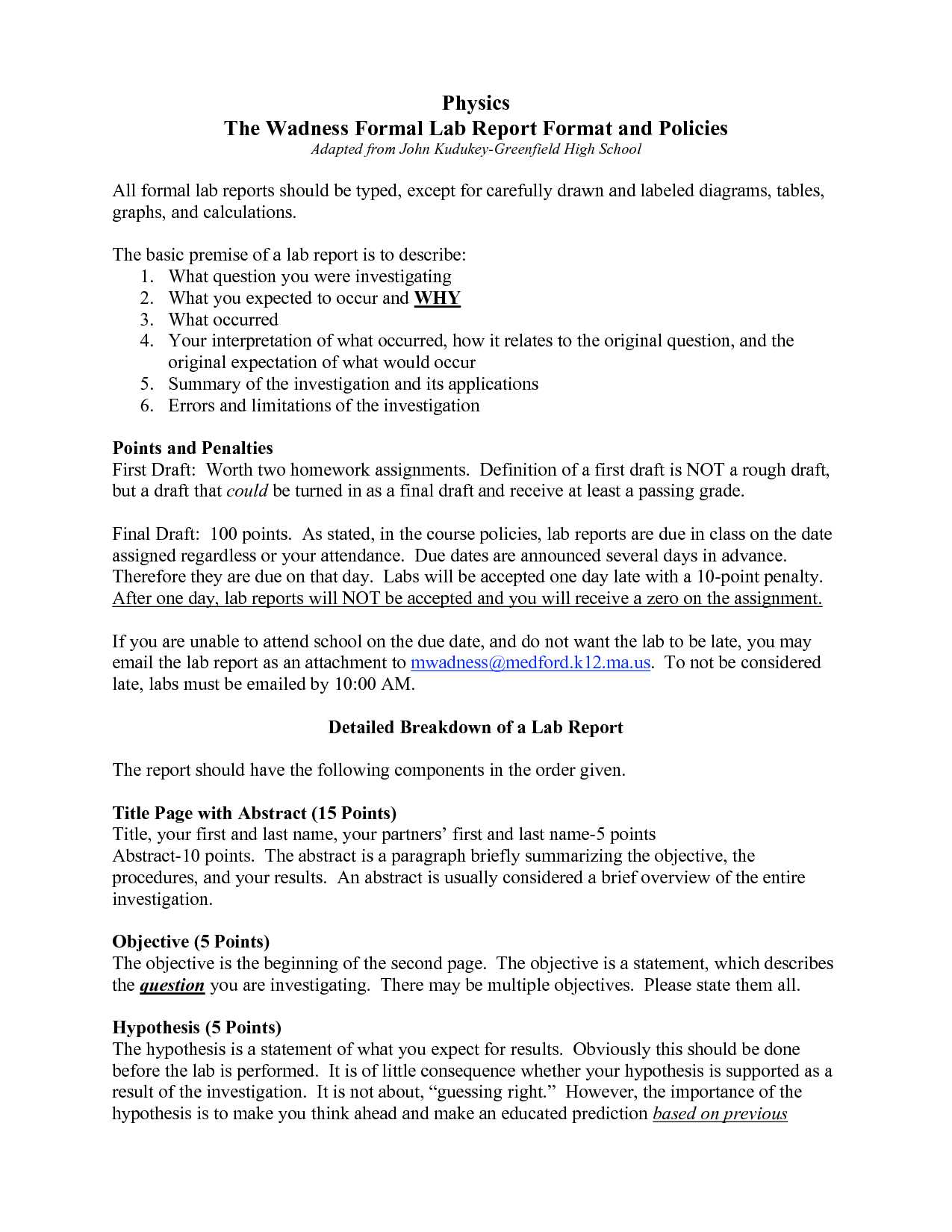 Formal Lab Report Template Physics : Biological Science Regarding Biology Lab Report Template
