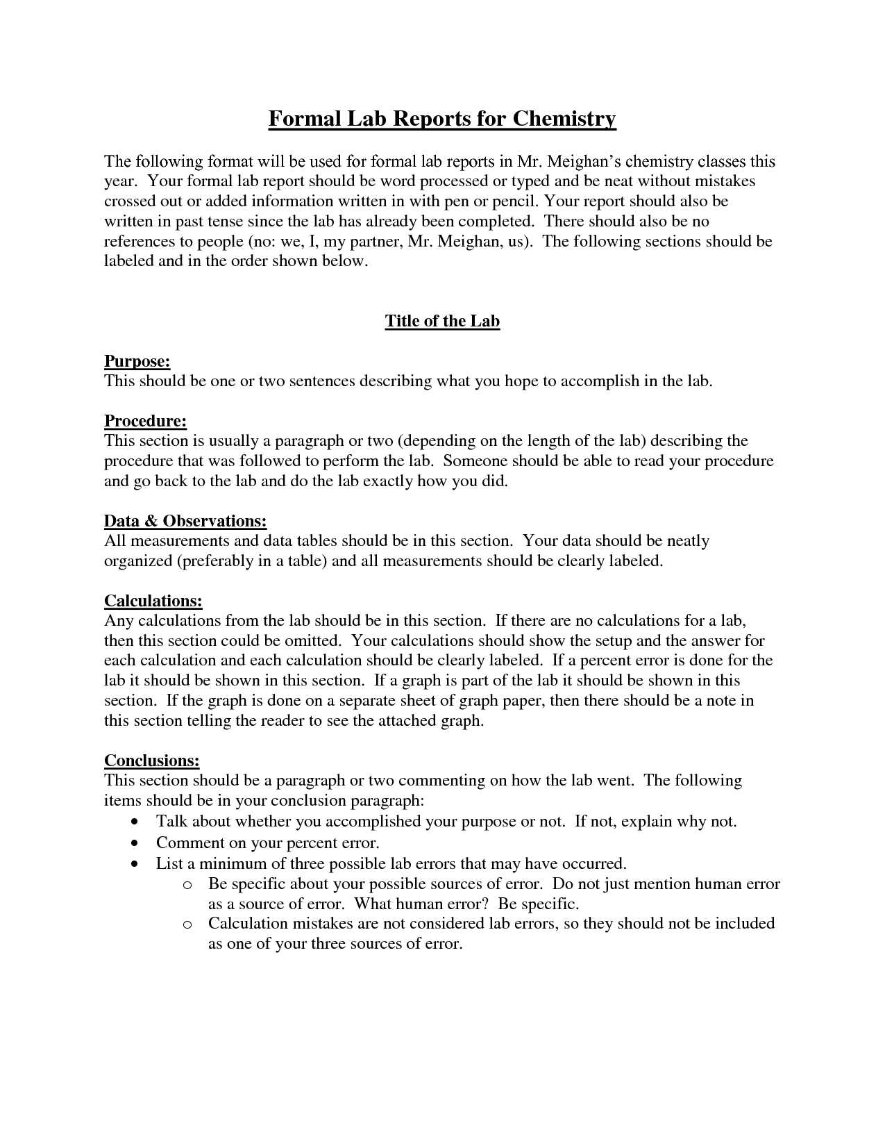 Formal Lab Reports For Chemistry : Biological Science Within Lab Report Template Chemistry