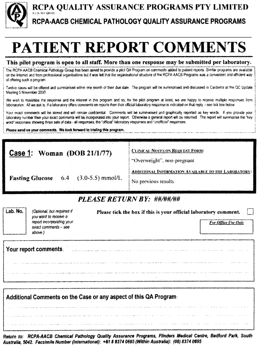 Format Of A Typical Case Report Sent To Participants In The Regarding Patient Report Form Template Download