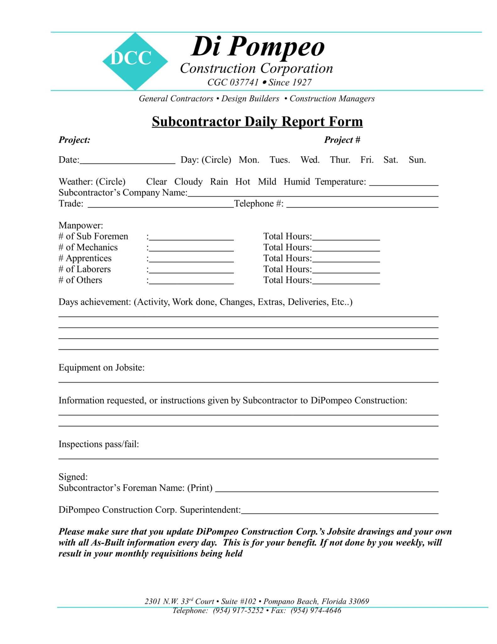 Free 14+ Daily Report Forms In Pdf | Ms Word throughout Superintendent ...