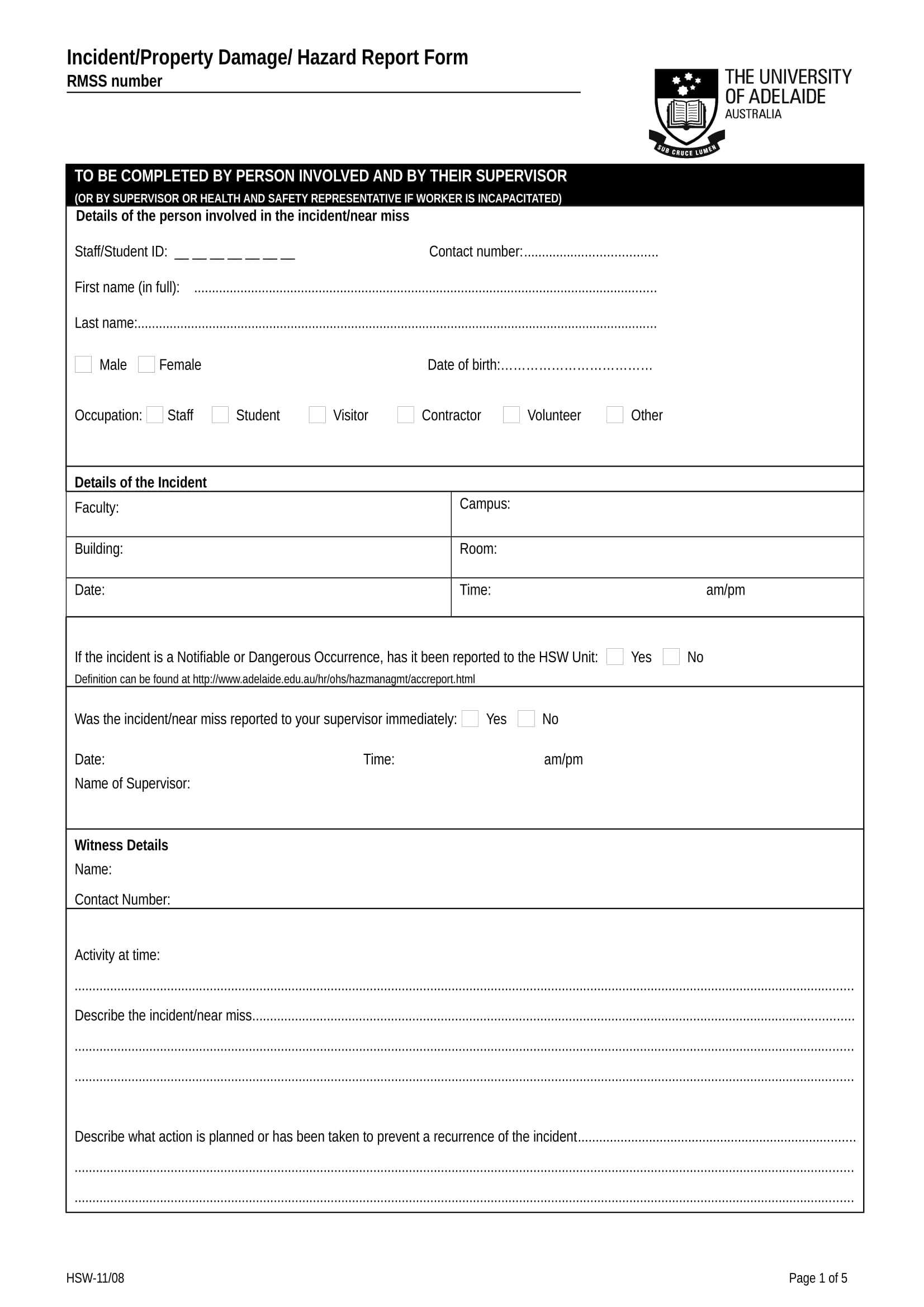 Free 14+ Damage Report Forms In Ms Word | Pdf | Excel For Incident Hazard Report Form Template