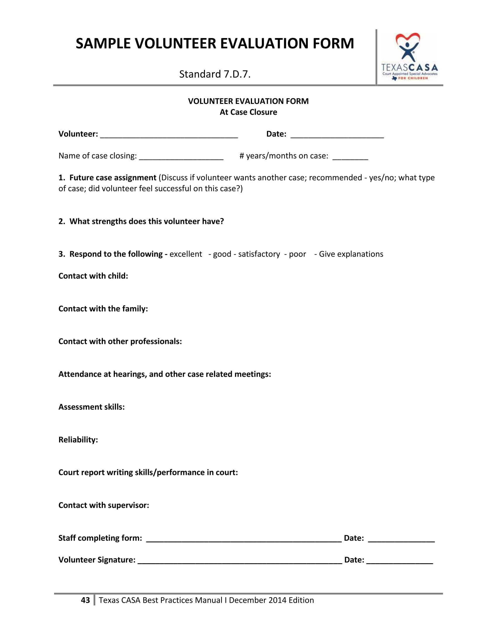 Free 14+ Volunteer Evaluation Forms In Pdf Intended For Blank Evaluation Form Template