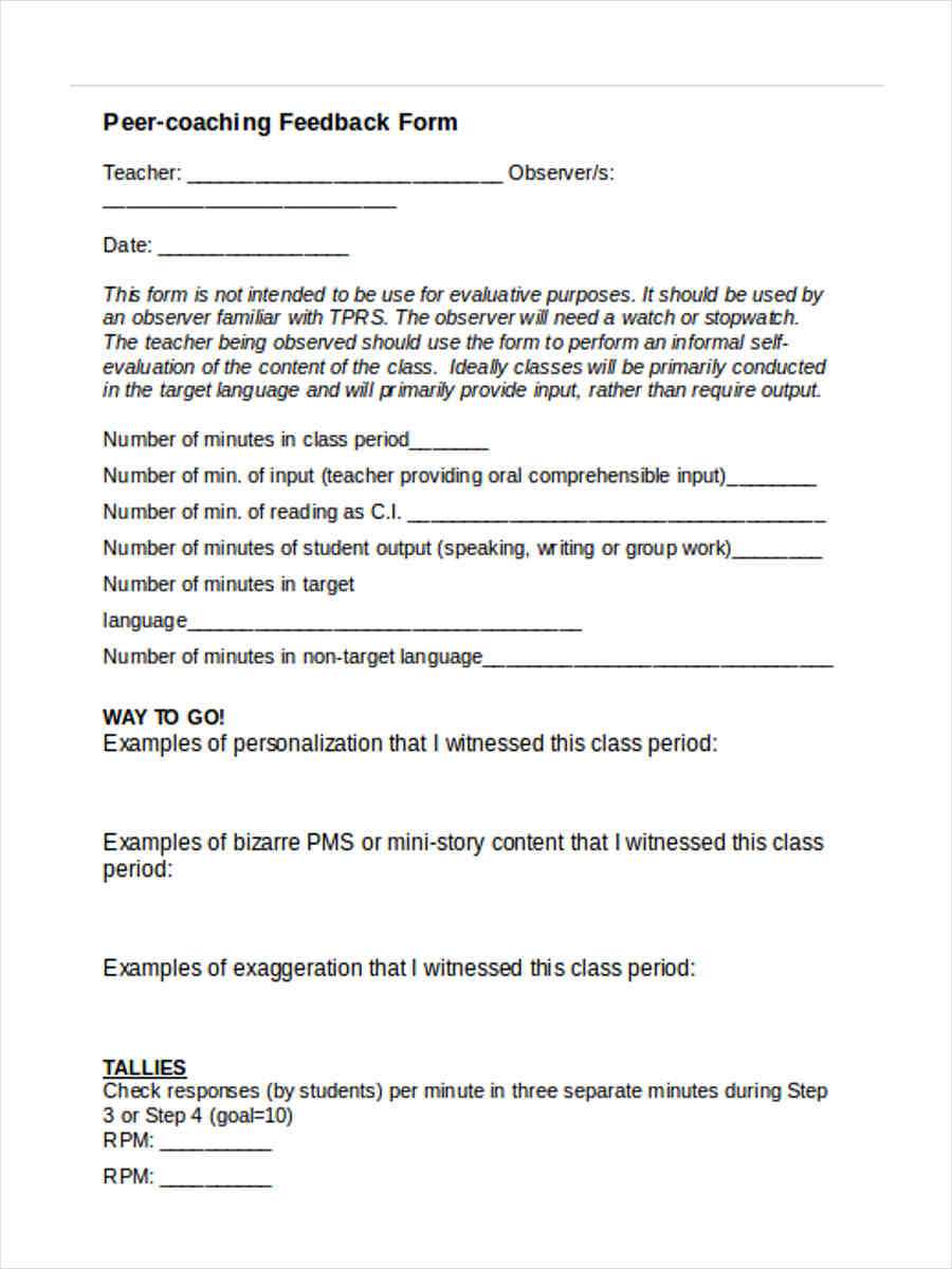 Free 16+ Teacher Feedback Forms In Pdf | Ms Word Pertaining To Student Feedback Form Template Word