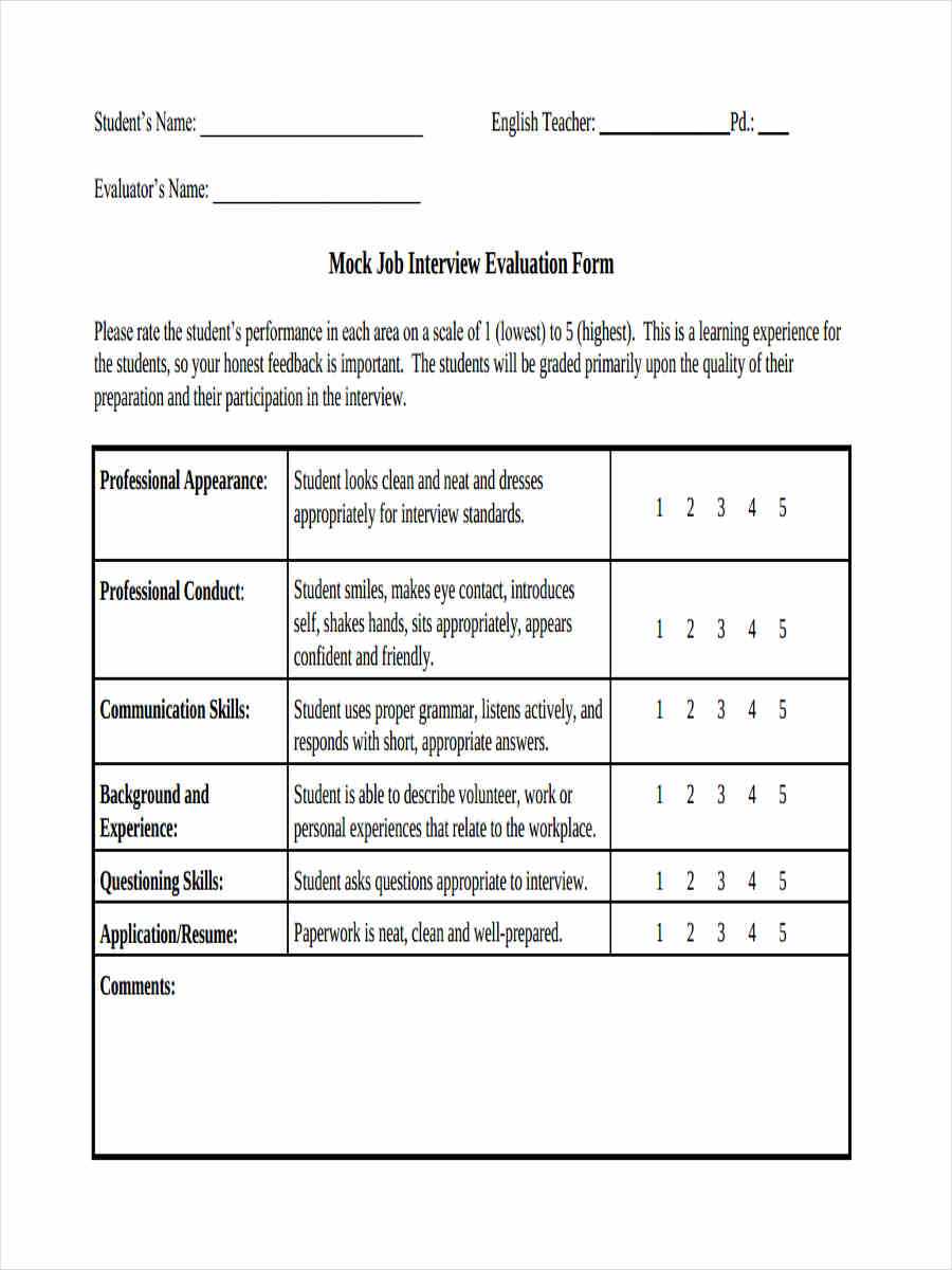 Free 17+ Interview Feedback Forms In Pdf Throughout Student Feedback Form Template Word