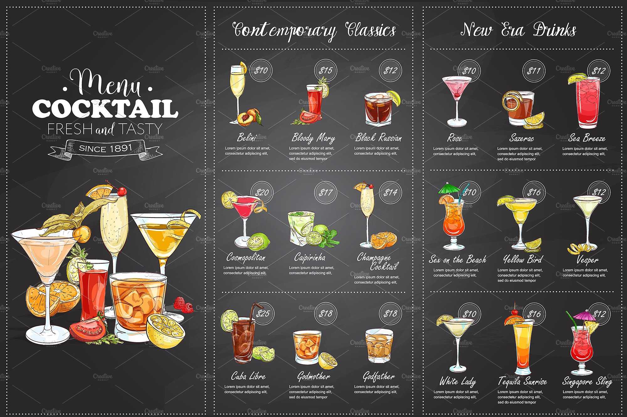 Free 18+ Cocktail Menu Examples In Psd | Ai | Eps Vector With Regard To Cocktail Menu Template Word Free