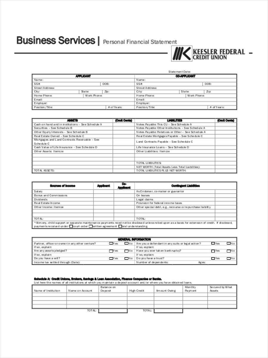 Free 21+ Sample Financial Statement Forms In Pdf | Ms Word With Regard To Blank Personal Financial Statement Template