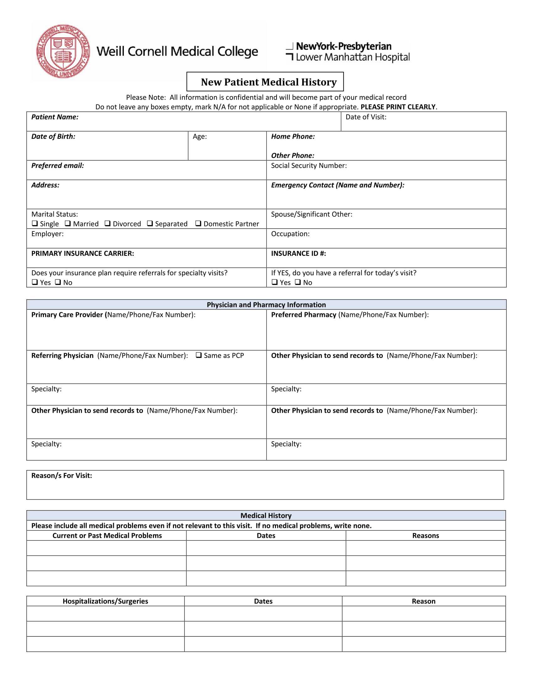 Free 6+ Medical History Forms In Pdf | Ms Word | Excel For Medical History Template Word
